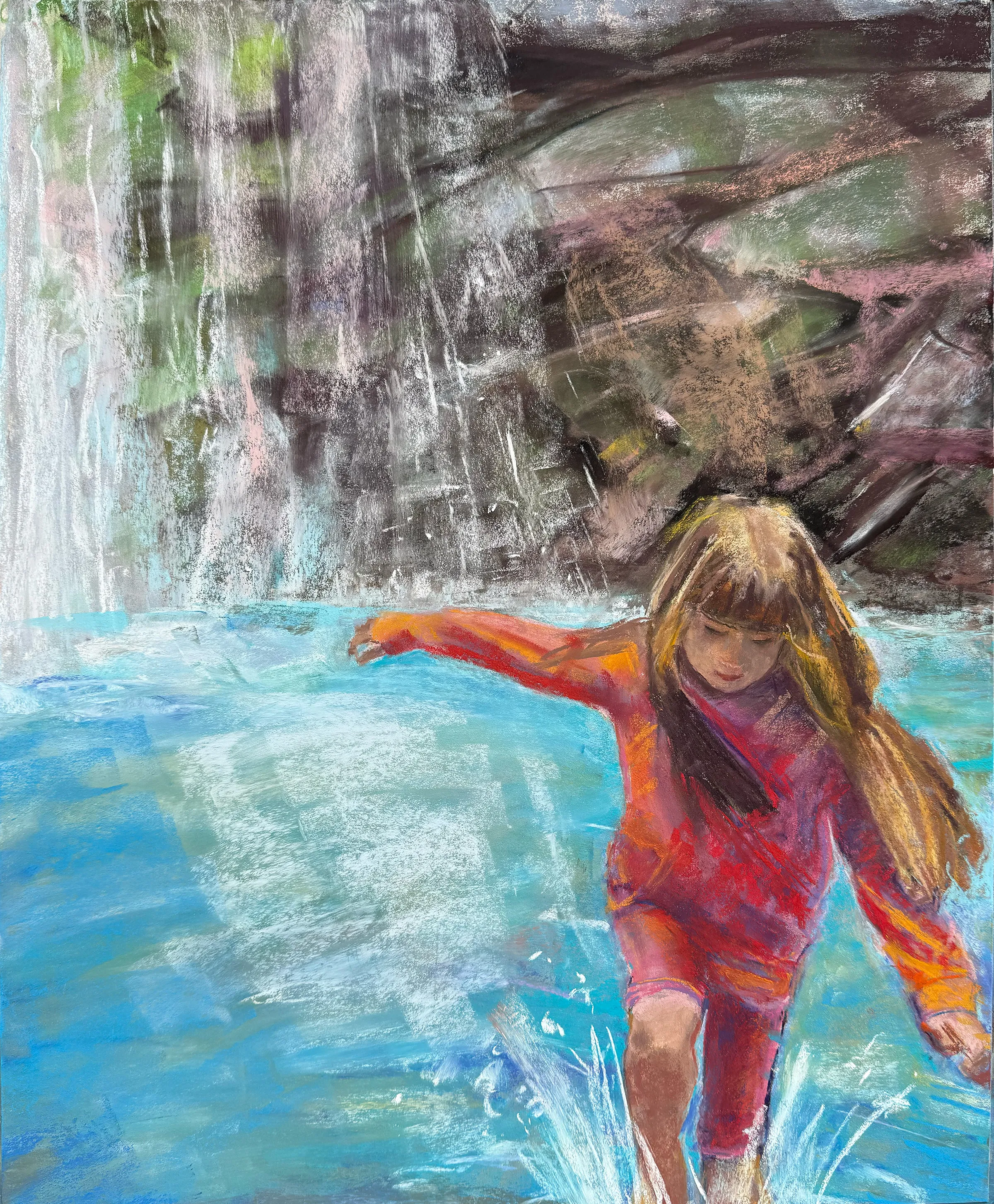 Splashing River at Waterfall